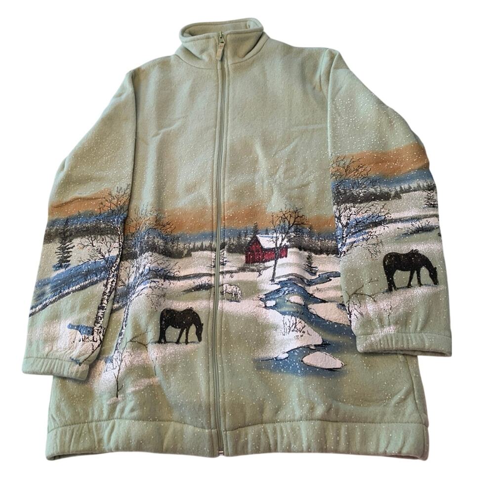 Women's Sage Green Scenic Zip-Front Fleece Jacket